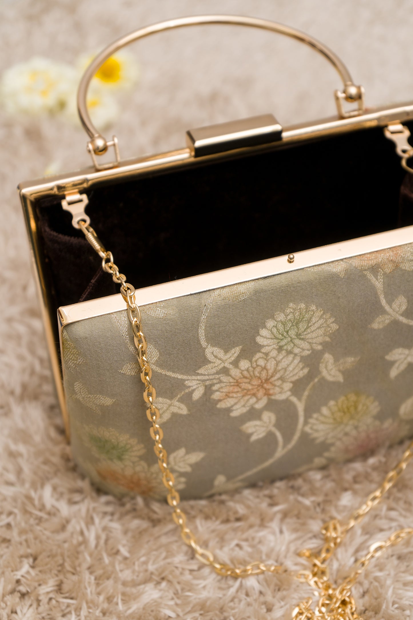 Palm Silk Mehendi Meenakari Clutch