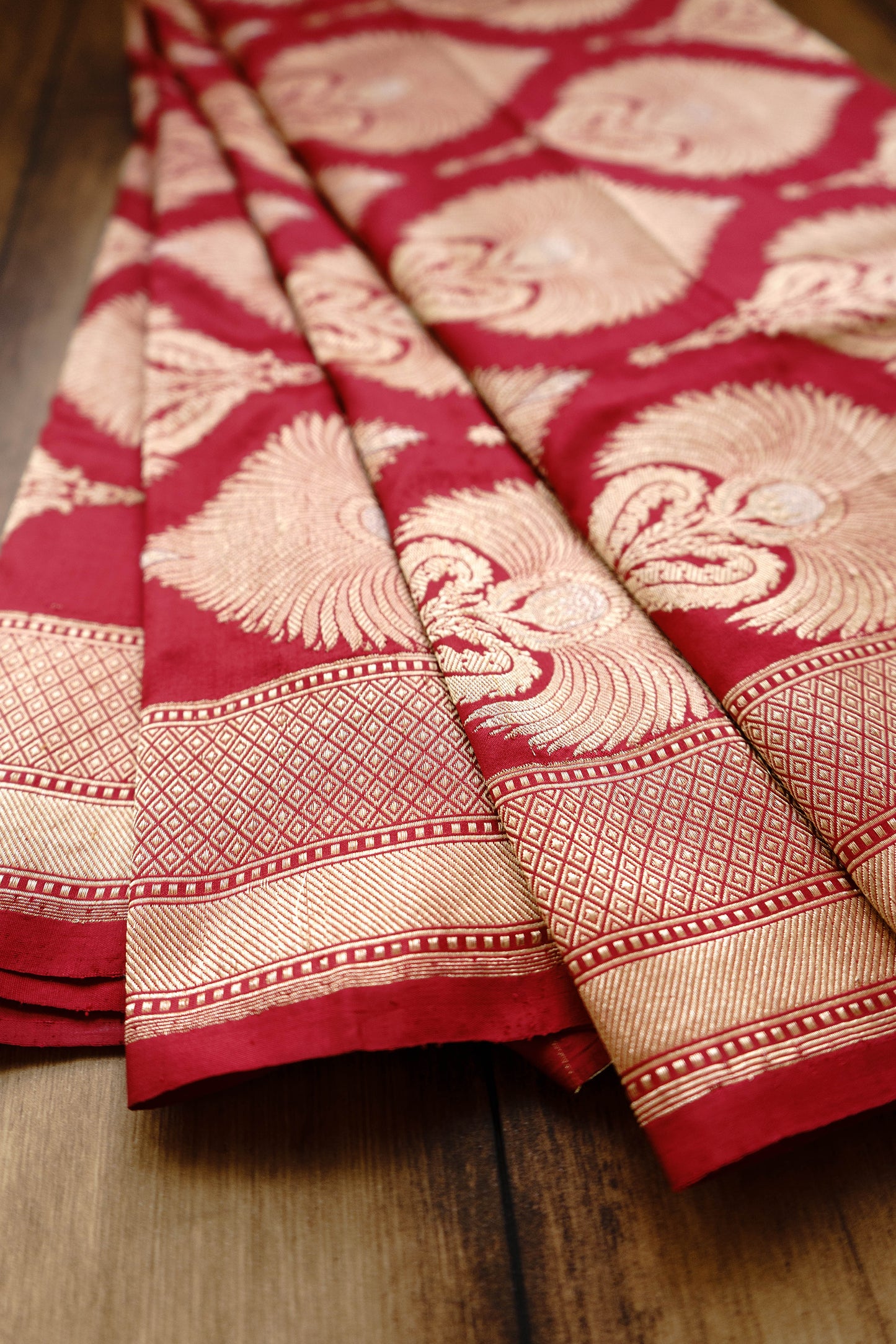 Red Bridal Katan Saree