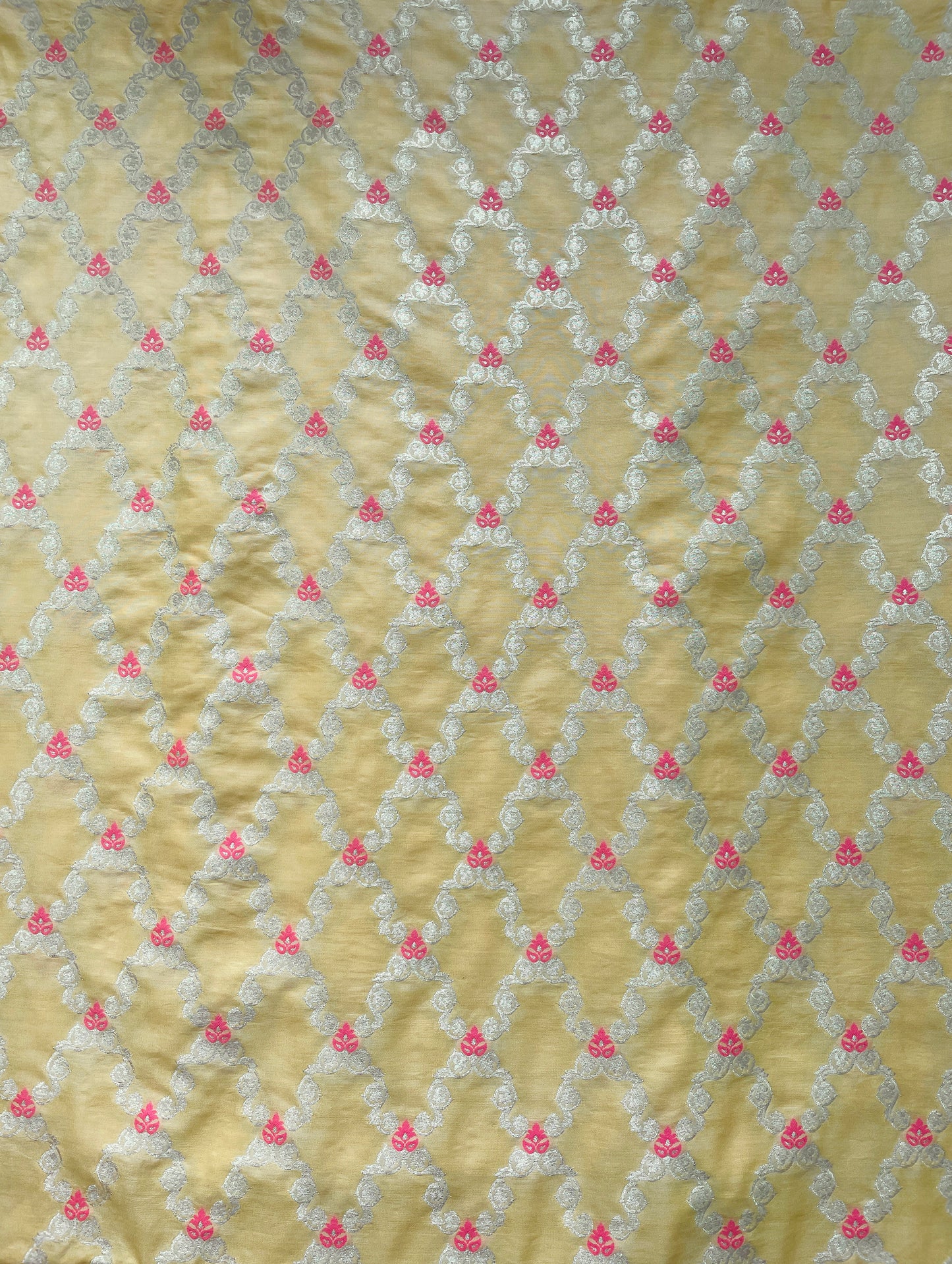 Mulberry Meenakari Jaal Yellow Fabric