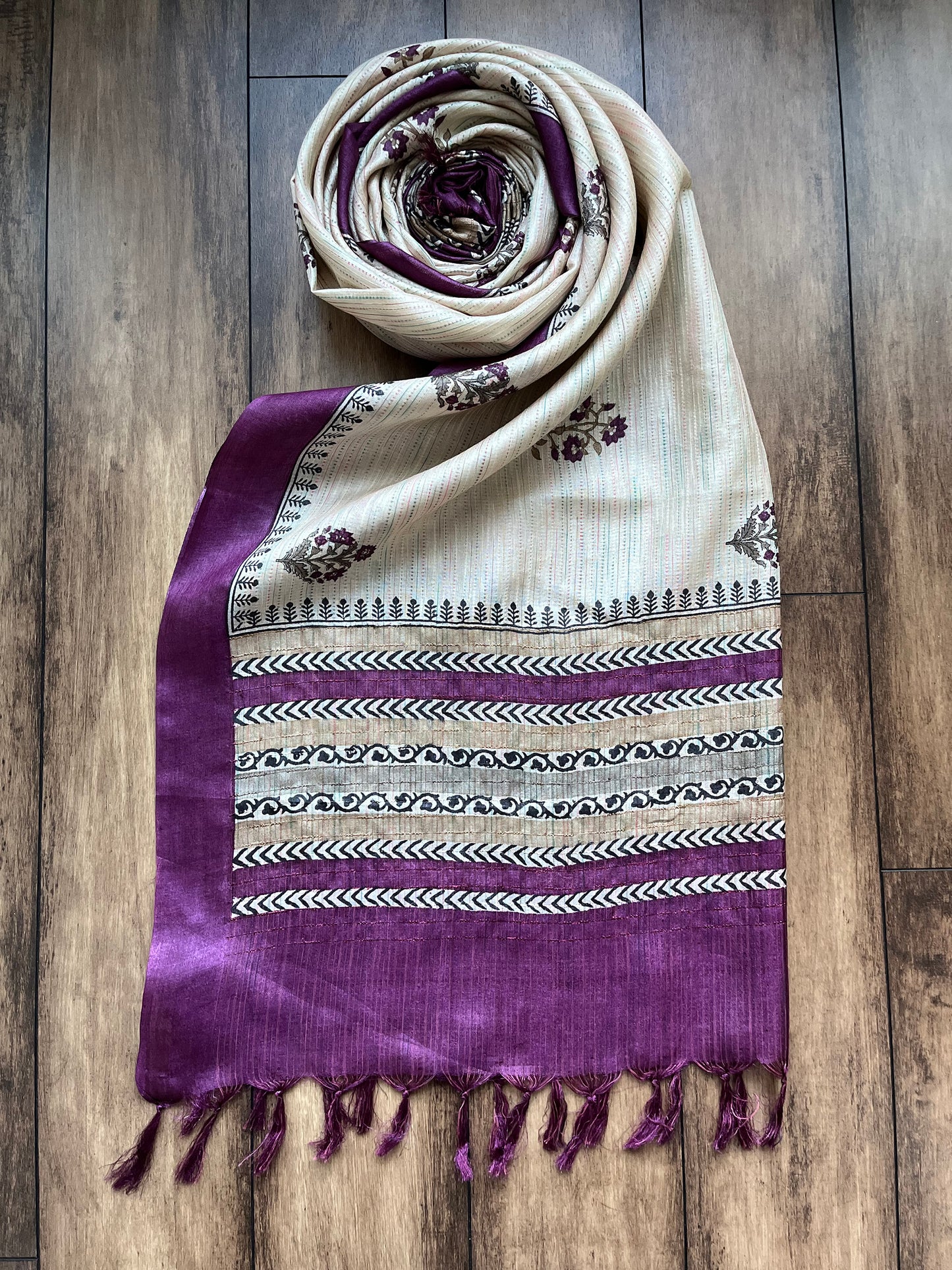 Printed Embroidered Dupatta (Purple)