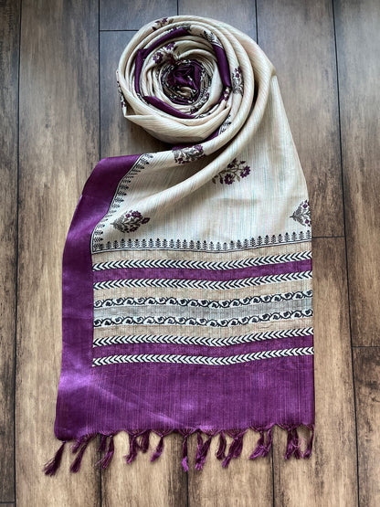 Printed Embroidered Dupatta (Purple)