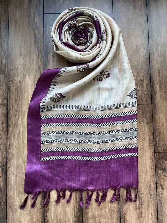 Printed Embroidered Dupatta (Purple)