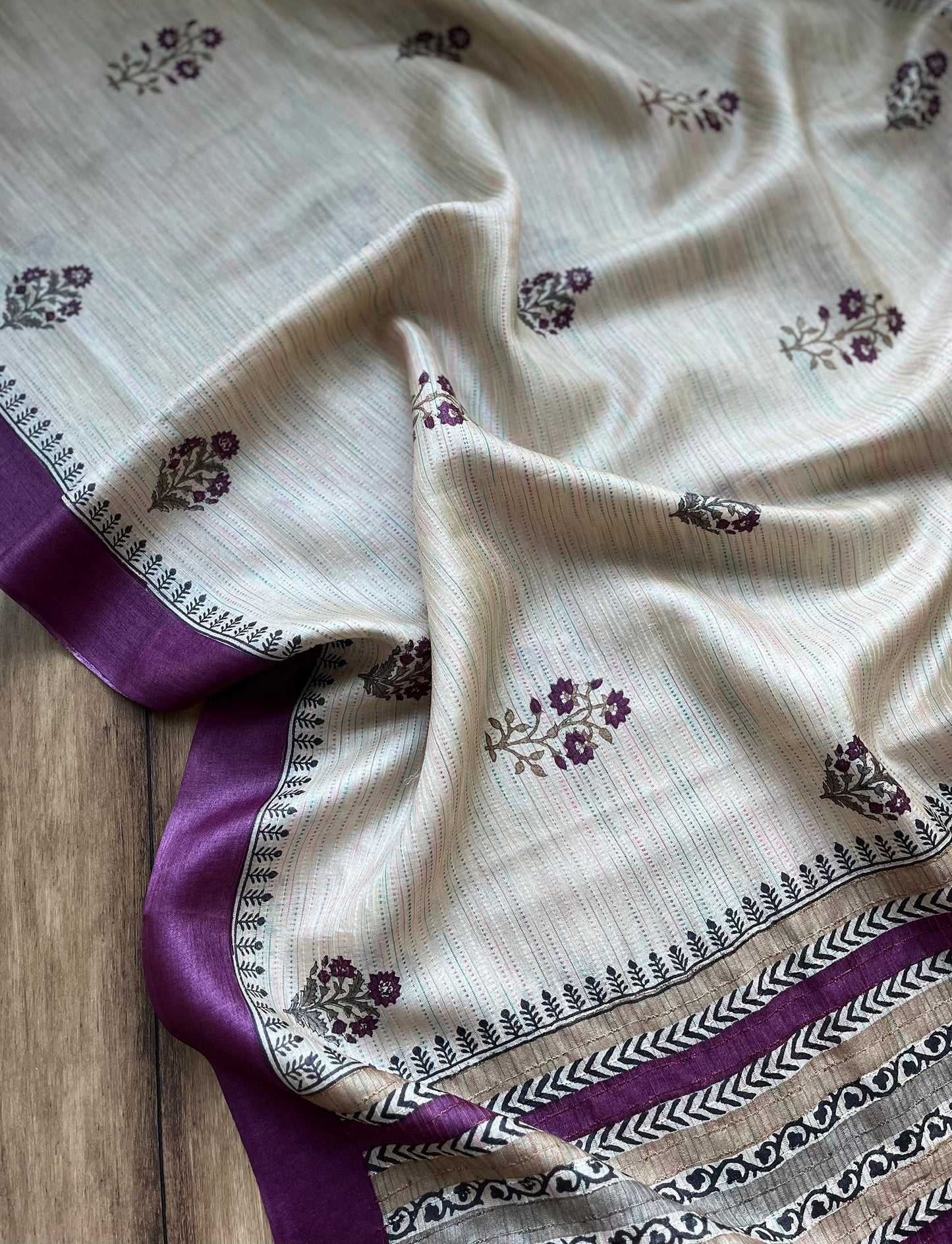 Printed Embroidered Dupatta (Purple)