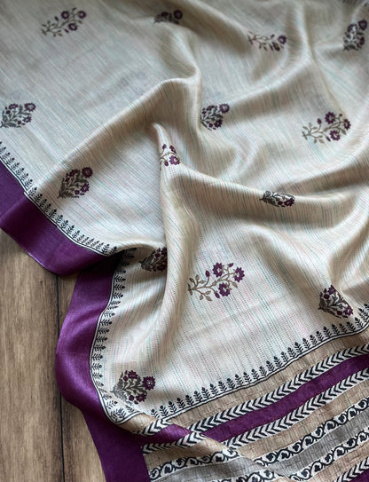 Printed Embroidered Dupatta (Purple)