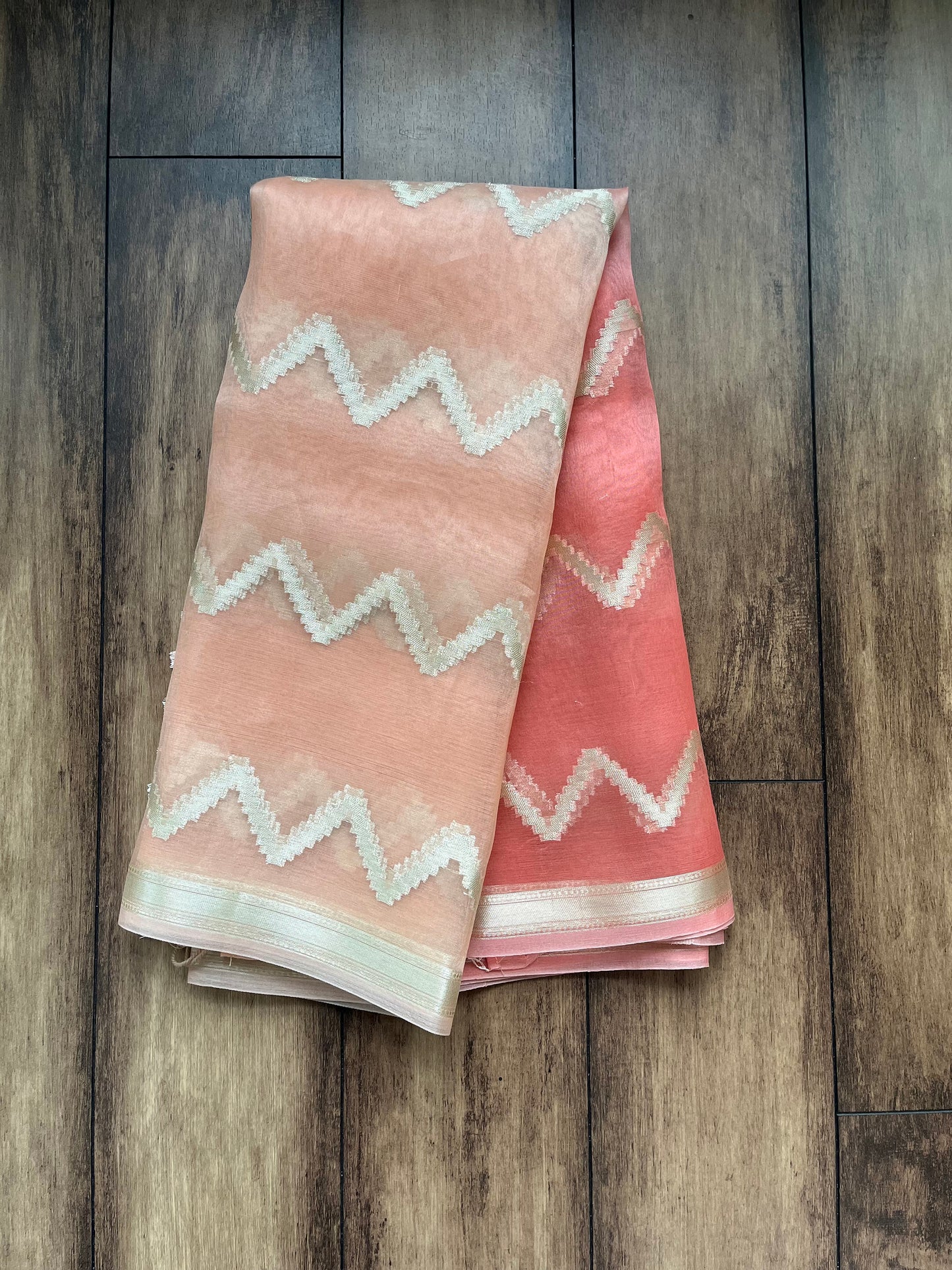 Kora Rangkat Dupatta (Peach-Pink)