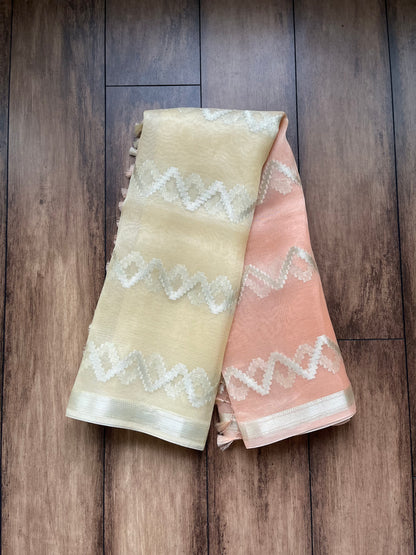 Kora Dupatta (Cream-Peach)