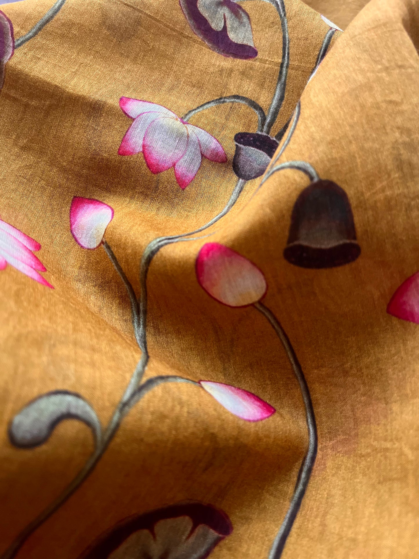 Printed Silk Mustard Dupatta