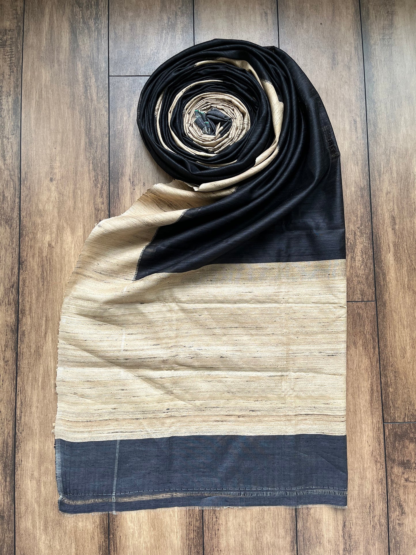 Tusser Black Beige Dupatta