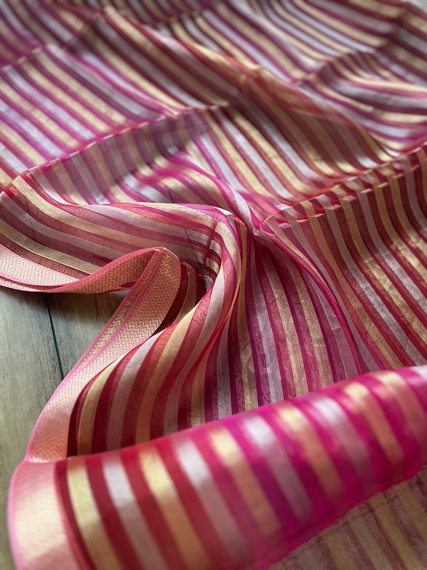 Organza Stripes Rani Dupatta