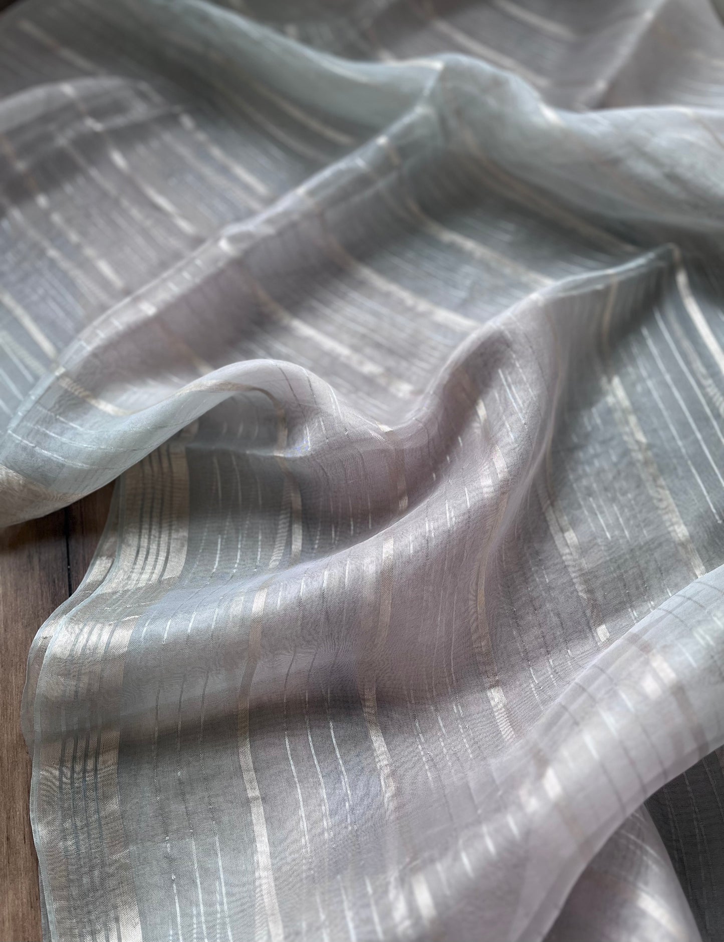 Kora Stripes Dupatta (Bluish Grey-Lavender)