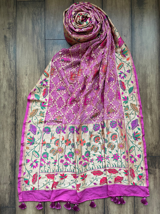 Pastel Purple Figure Meenkari Dupatta