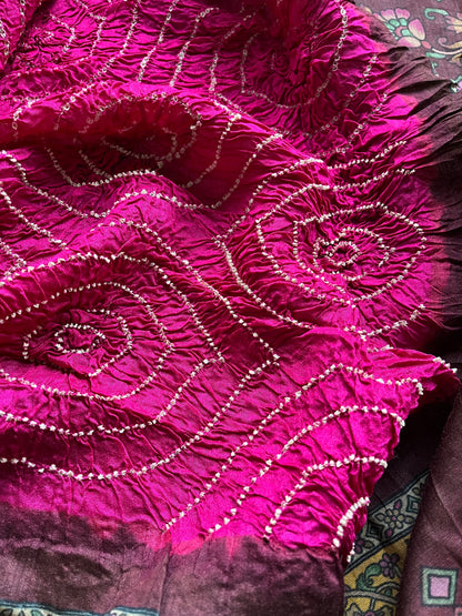Ajrakh Bandhej Rani Dupatta