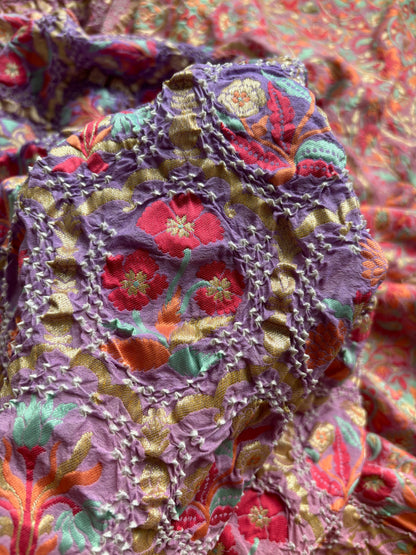 Lavender Blue Pashmina Kimkhwab Shaded Meenakari Bandhej Dupatta