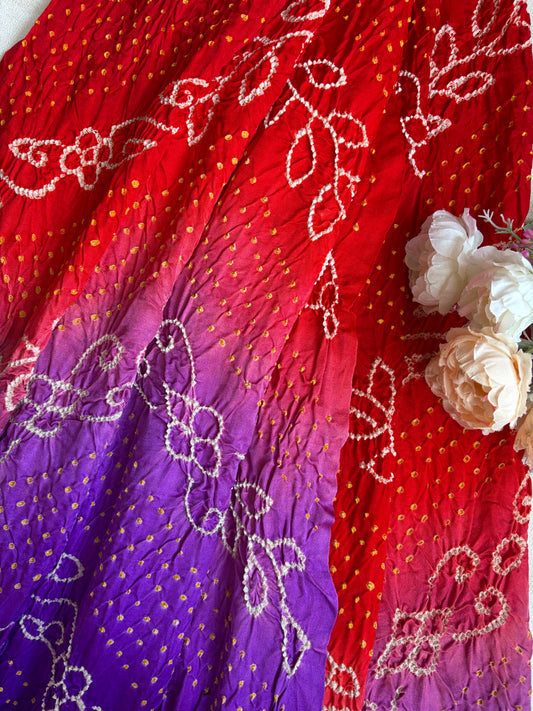 Shaded Red-Purple Rai Dana Gajji Bandhej Dupatta