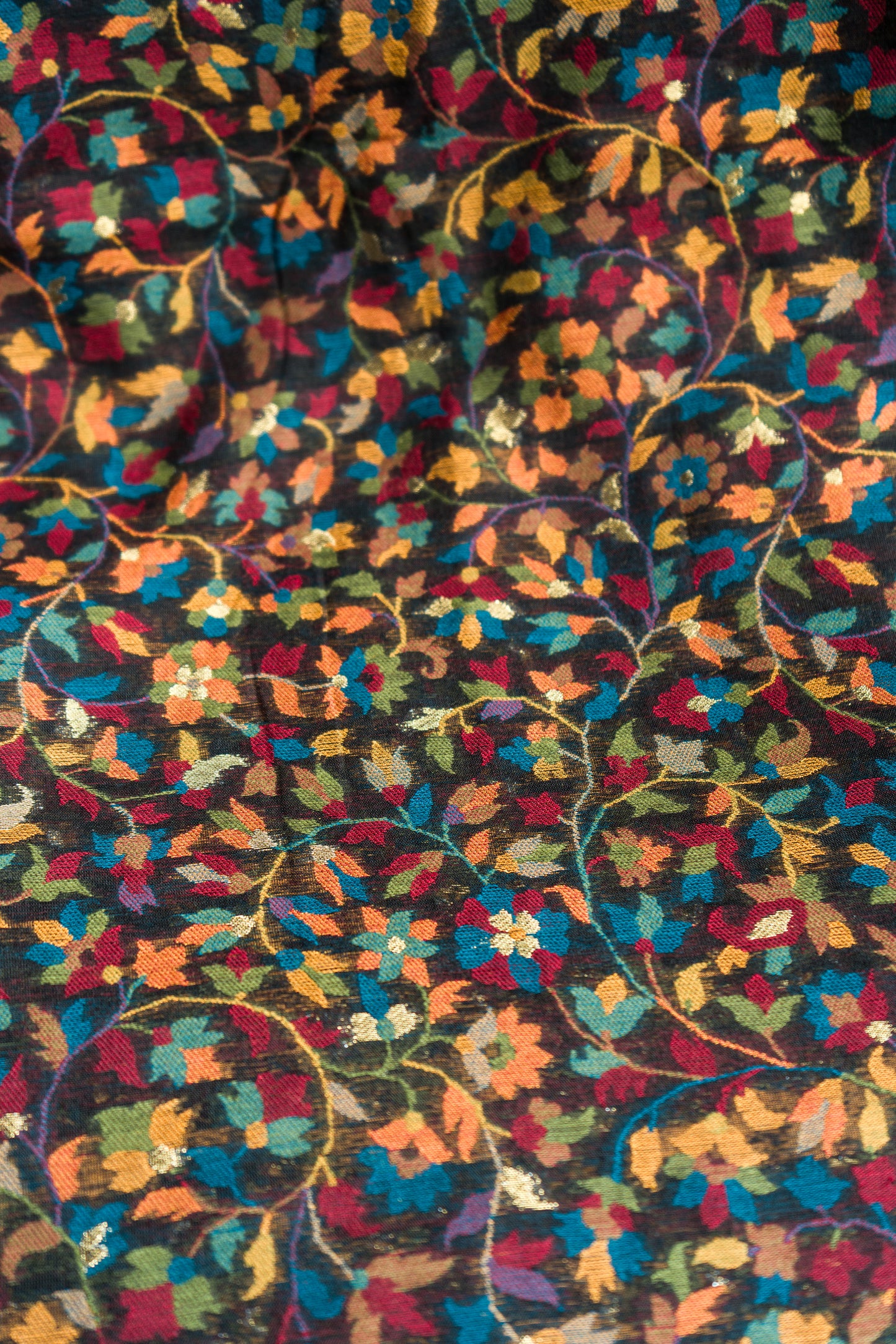 Moonga Pashmina Black Floral Dupatta
