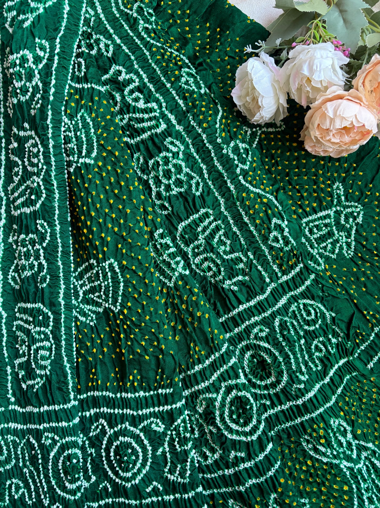 Gajji Silk Green Bandhej Dupatta
