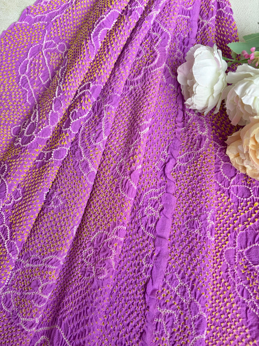 Georgette Paisley Rai Dana Lavender Bandhej Dupatta