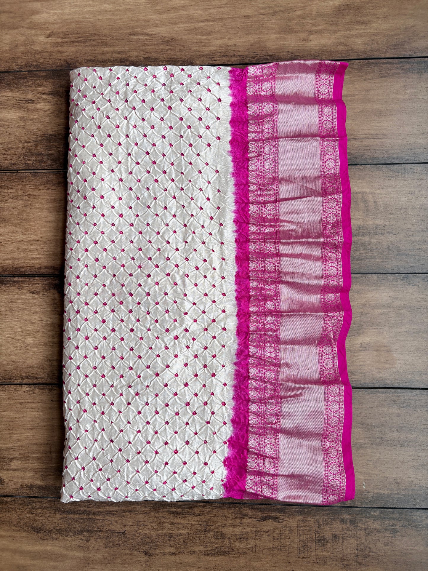 Katan Kanchi Rai Dana (White-Pink) Dupatta