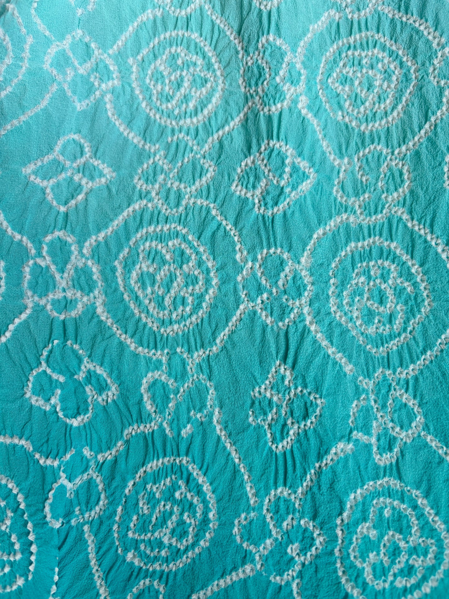 Lucknowi Georgette Bandhej Sea Green Sky Blue Ombre Dupatta