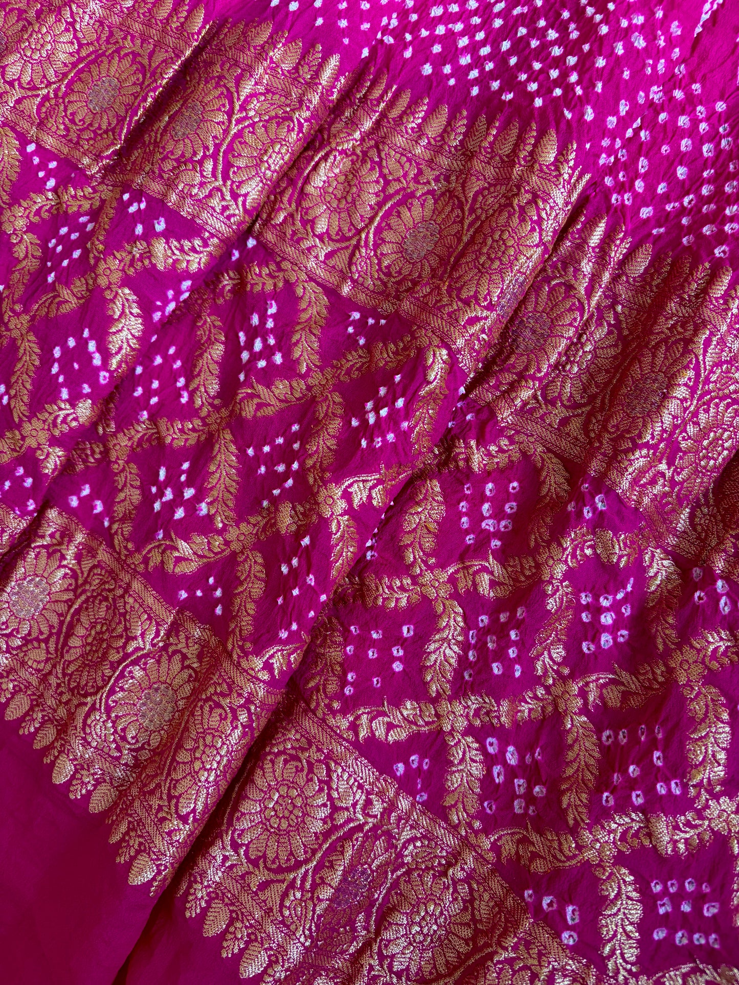 Ombre Pink-Orange Georgette Bandhej Dupatta