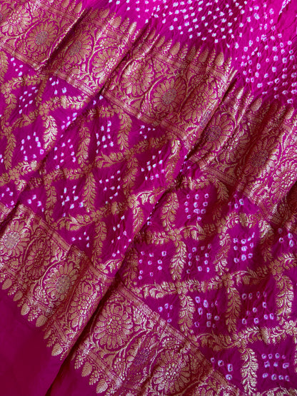 Ombre Pink-Orange Georgette Bandhej Dupatta