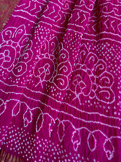 Ombre Pink-Orange Georgette Bandhej Dupatta