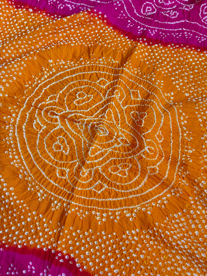 Ombre Pink-Orange Georgette Bandhej Dupatta