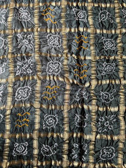 Gajji Gharchola Ombre Green-Grey Bandhej Dupatta