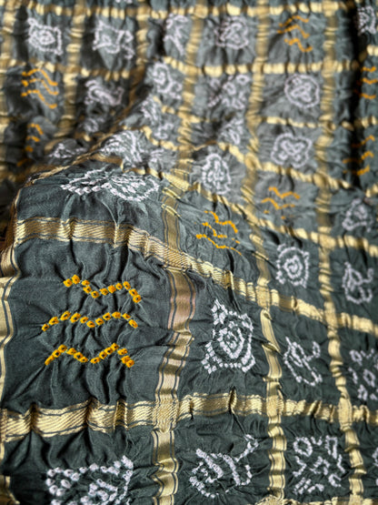 Gajji Gharchola Ombre Green-Grey Bandhej Dupatta