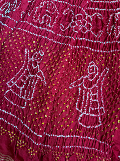 Gajji Rai Dana Ombre Red-Orange-Brown Bandhej Dupatta