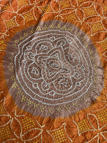 Gajji Rai Dana Ombre Red-Orange-Brown Bandhej Dupatta