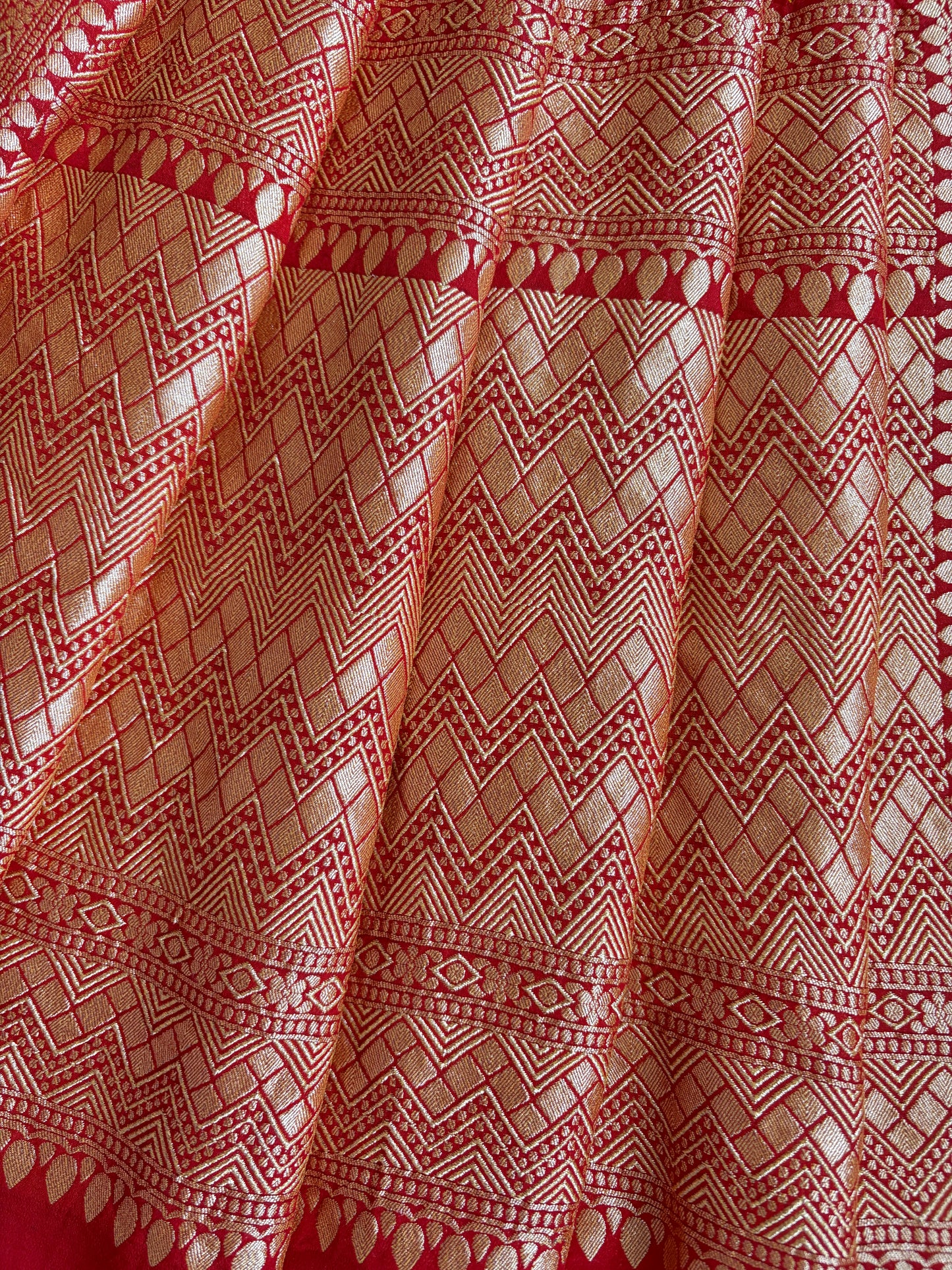 Neemzari Rai Dana Georgette Red Bandhej Dupatta