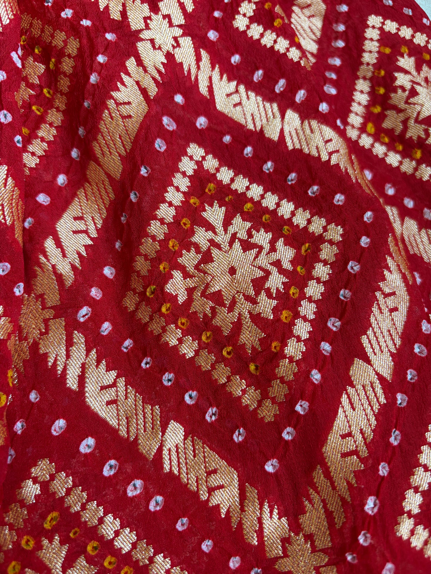 Neemzari Rai Dana Georgette Red Bandhej Dupatta