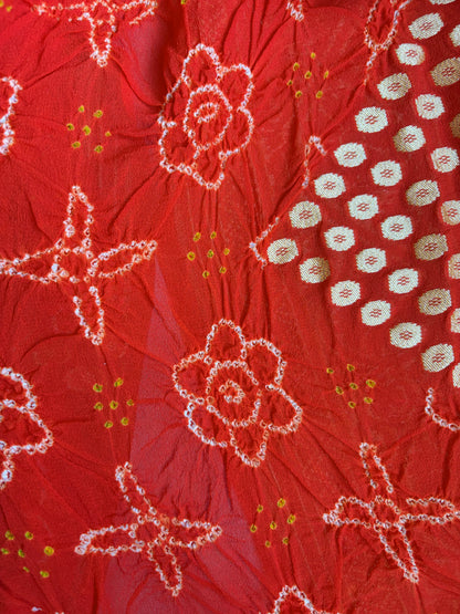 Georgette Rai Dana Orange Bandhej Dupatta