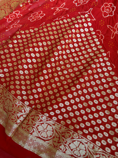 Georgette Rai Dana Orange Bandhej Dupatta