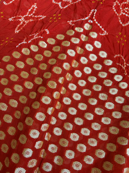 Georgette Rai Dana Orange Bandhej Dupatta