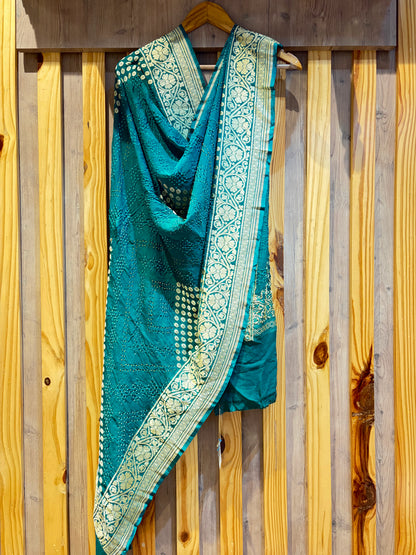 Georgette Rai Dana Teal Bandhej Dupatta