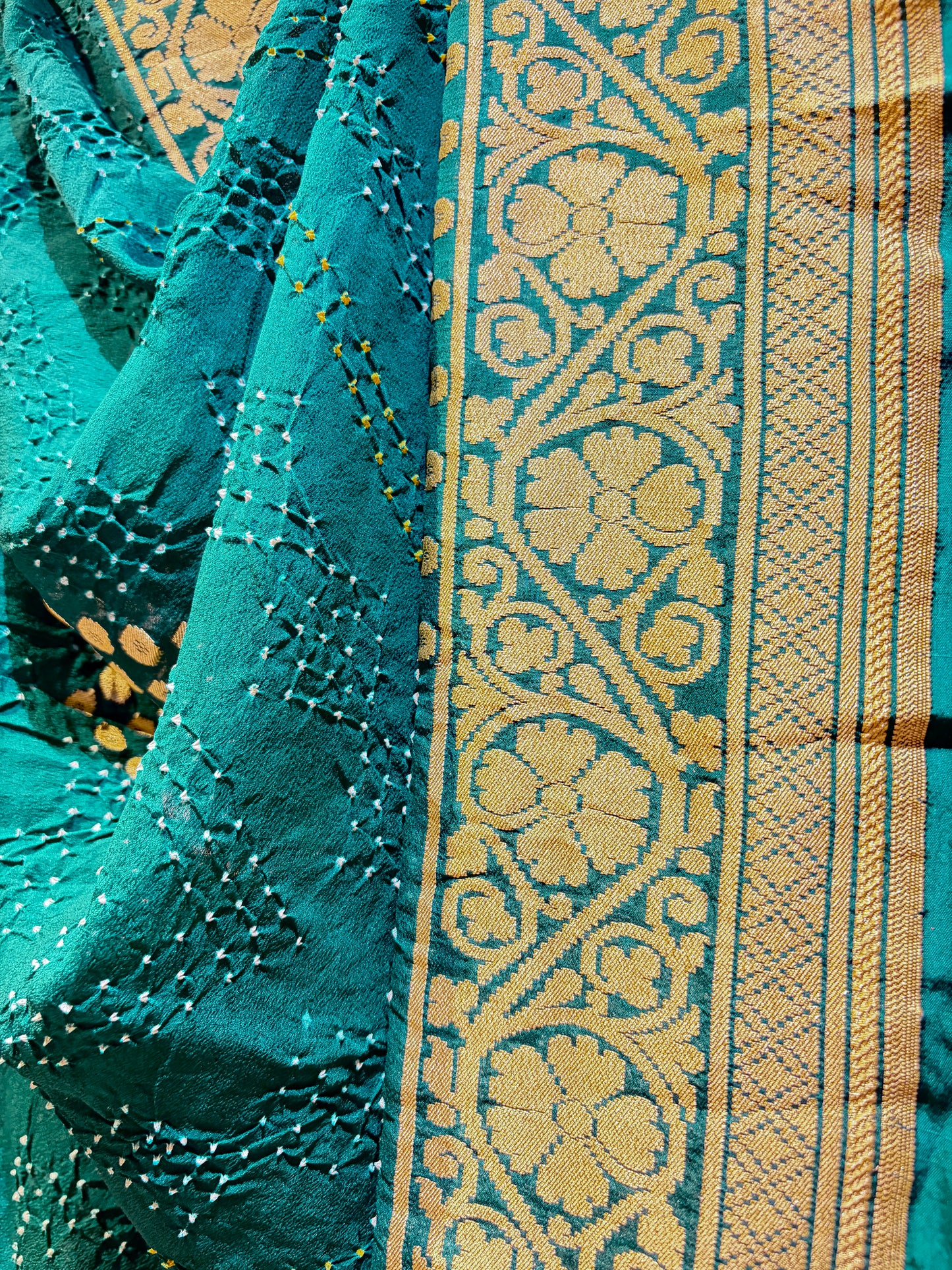 Georgette Rai Dana Teal Bandhej Dupatta