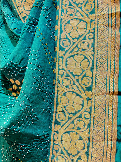 Georgette Rai Dana Teal Bandhej Dupatta