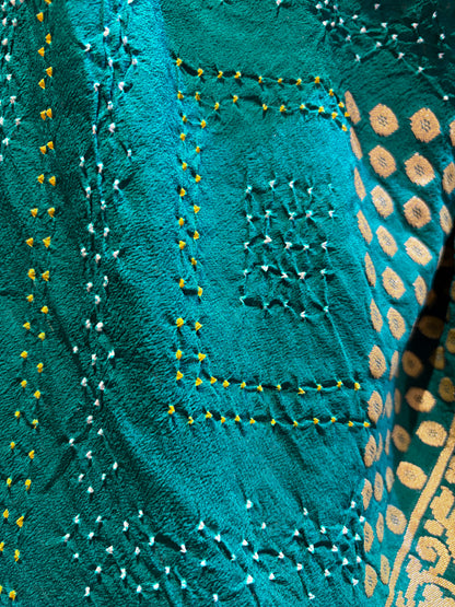 Georgette Rai Dana Teal Bandhej Dupatta