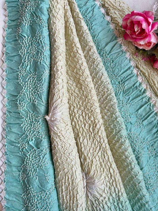 Moonga Ombre Green Bandhej Dupatta