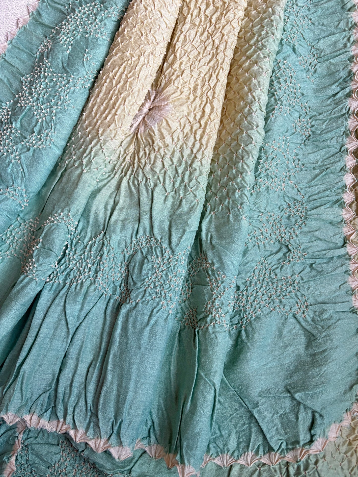 Moonga Ombre Green Bandhej Dupatta