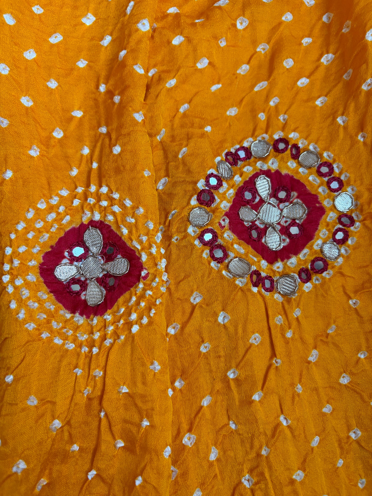 Gota Patti Gajji Shaded Yellow-Red Bandhej Dupatta