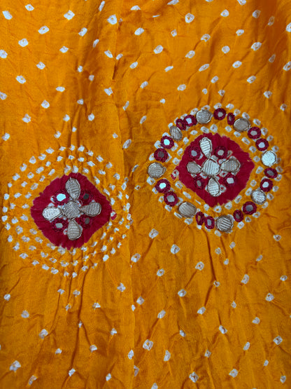 Gota Patti Gajji Shaded Yellow-Red Bandhej Dupatta