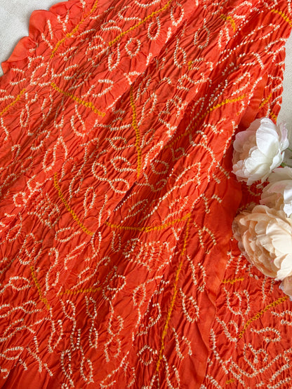 Gajji Ambadard Orange Bandhej Dupatta
