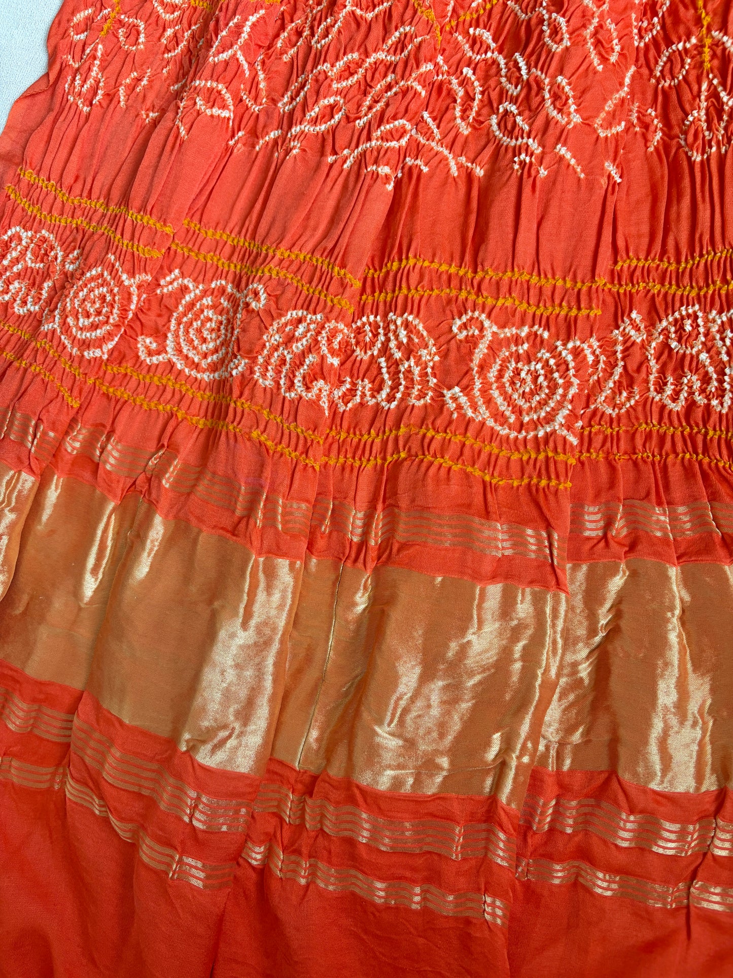 Gajji Ambadard Orange Bandhej Dupatta