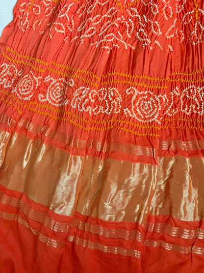 Gajji Ambadard Orange Bandhej Dupatta