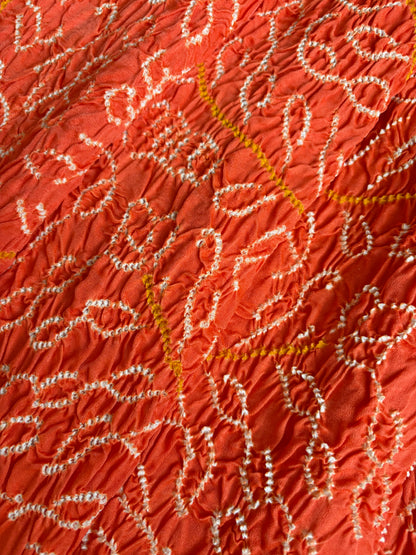 Gajji Ambadard Orange Bandhej Dupatta