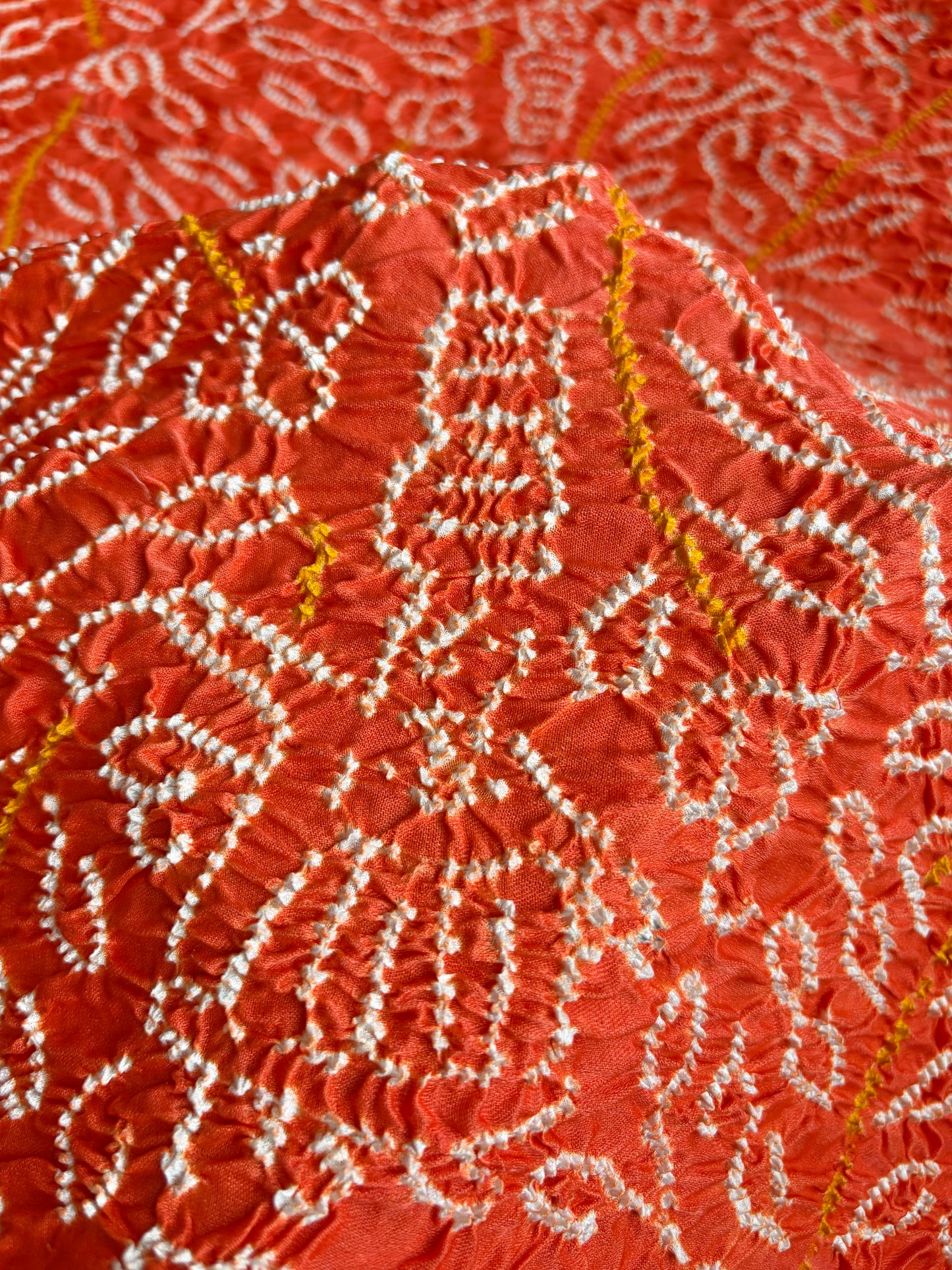 Gajji Ambadard Orange Bandhej Dupatta
