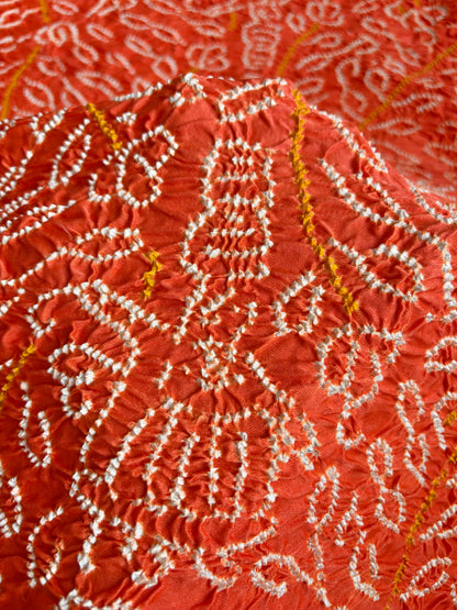 Gajji Ambadard Orange Bandhej Dupatta